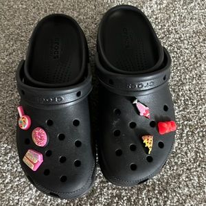 Black platform crocs